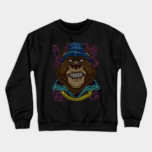 Fashion Bear street art Crewneck Sweatshirt by JiraDesign